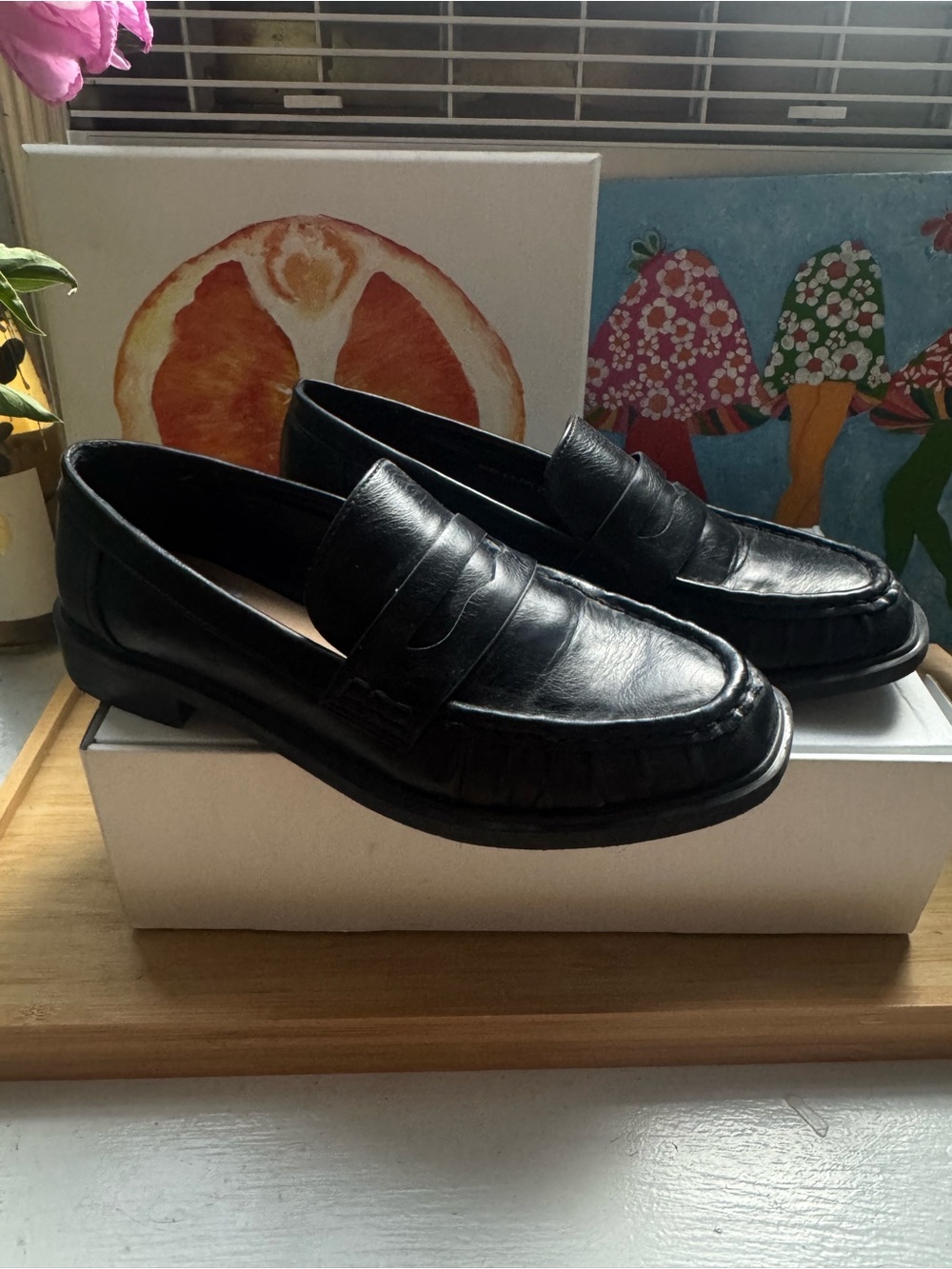 Classic Black Leather Penny Loafers - Women’s Shoes